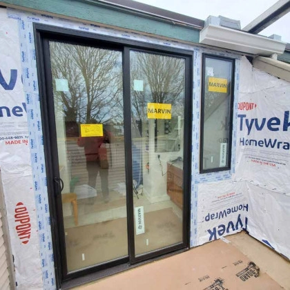 Sliding door installation in progress